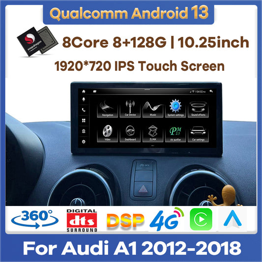 10.25" Android 13 Qualcomm Car Multimedia Player GPS Radio for Audi A1 2012-2018