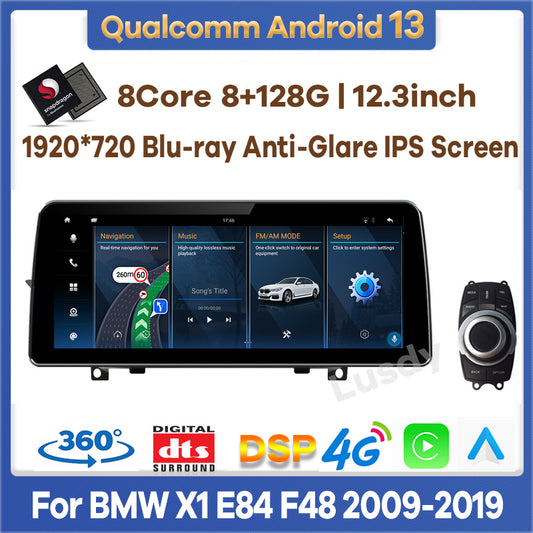 12.3" Android 13 Qualcomm Car Multimedia Player GPS Radio for BMW X1 E84 F48 2009-2019 CIC NBT EVO