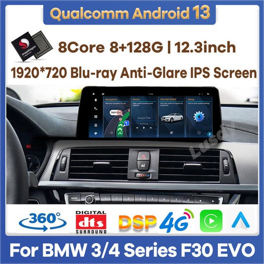 12.3" Android 13 Qualcomm Car Multimedia Player GPS Radio for BMW 3 / 4 Series F30 F31 F32 F36 EVO 2018-2019
